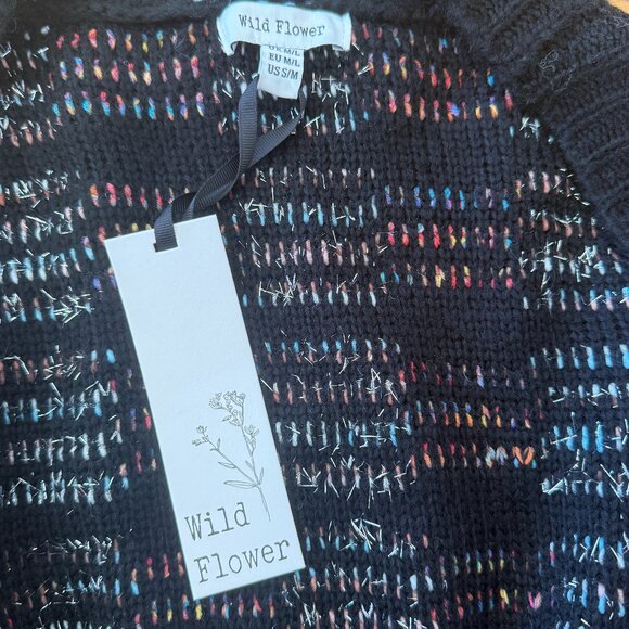 NWT Wild Flower Multicolor Chunky Metallic  Fringe Cardigan - Picture 7 of 8